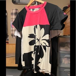 Water roxy shirt pink flower Abstract Hawaiian